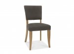 Bentley Designs Indus Rustic Oak Upholstered Chair - Dark Grey Fabric (Pair) [2003-09U-DGY]