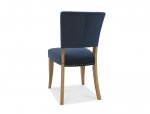 Bentley Designs Indus Rustic Oak Chair - Dark Blue Velvet Fabric (Pair) [5680-09U-VDB]