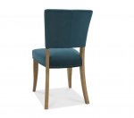Bentley Designs Indus Rustic Oak Chair - Sea Green Velvet Fabric (Pair) [5680-09U-VGN]