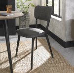 Bentley Designs Vintage Weathered Oak Upholstered Back Chair - Dark Grey Fabric (Pair) [9135-09-DGY]