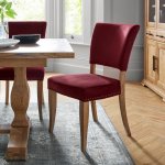 Bentley Designs Indus Rustic Oak Chair - Crimson Velvet Fabric (Pair) [5680-09U-VCR]