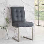 Bentley Designs Tivoli Dark Oak Uph Cantilever Chair - Mottled Black Faux Lthr (Pair) [4201-09UC-DBK]