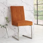 Bentley Designs Tivoli Dark Oak Uph Cantilever Chair - Harvest Pumpkin Velvet (Pair) [4201-09UC-VHP]