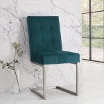 Bentley Designs Tivoli Dark Oak Uph Cantilever Chair - Sea Green Velvet (Pair) [4201-09UC-VGN]