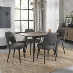 Bentley Designs Vintage Weathered Oak Upholstered Chair - Dark Grey Fabric (Pair) [9135-09U-DGY]