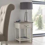 Bentley Designs Montreux Grey Washed Oak & Soft Grey Lamp Table With Drawer [6290-04]