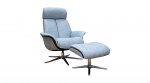 G Plan Lund Manual Recliner Chair & Stool (Veneered & Upholstered Side)