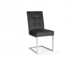 Bentley Designs Tivoli Dark Oak Uph Cantilever Chair - Gun Metal Velvet (Pair) [4201-09UC-VGU]