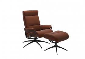 Stressless *QUICKSHIP* Tokyo Recliner Chair With Adjustable Headrest & Footstool (Copper/Black)