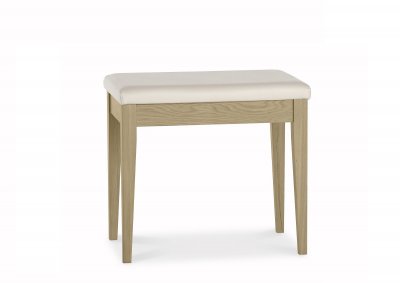 Bentley Designs Rimini Aged Oak & Weathered Oak Stool - Ivory Bonded Leather [5701-91]