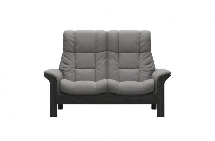 Stressless *QUICKSHIP* Windsor High Back Two Seater Sofa (Silver Grey/Grey)