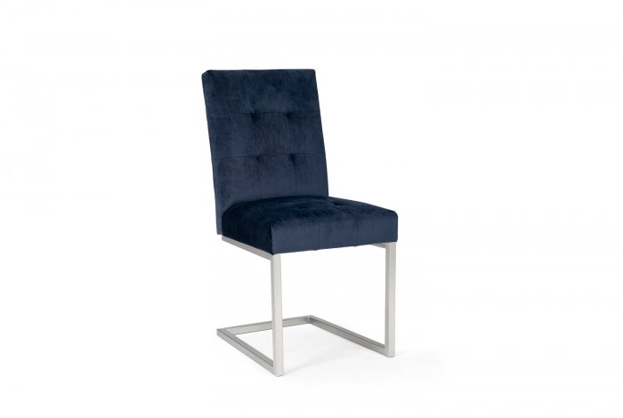 Bentley Designs Tivoli Dark Oak Uph Cantilever Chair - Dark Blue Velvet (Pair) [4201-09UC-VDB]